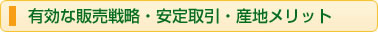 有効な販売戦略・安定取引・産地メリット